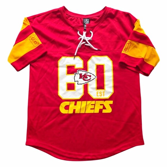 NFL Other - NFL Team Apparel Kansas City Chiefs "60" Lace-Up Short Sleeve Shirt Red M